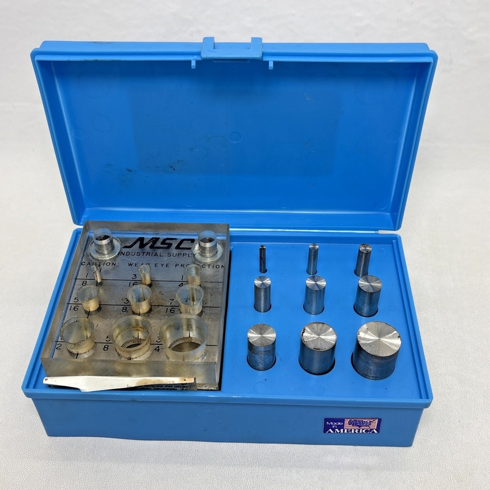 E-Z Punch Pak  Punch & Die Set Complete 7 Blue Case